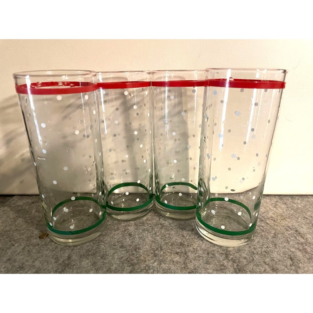4 Vintage Old Spaghetti Factory Style/Christmas Tumblers  #1822